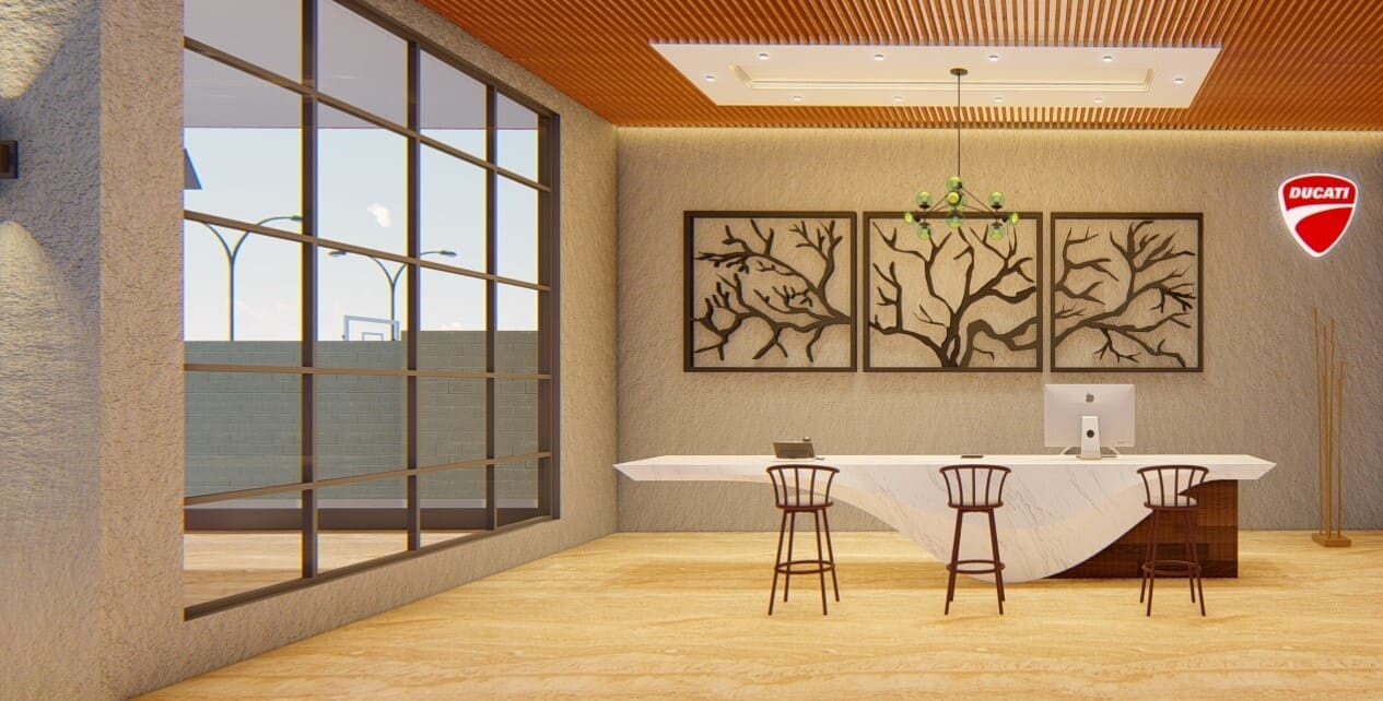 Showroom lounge and service counter