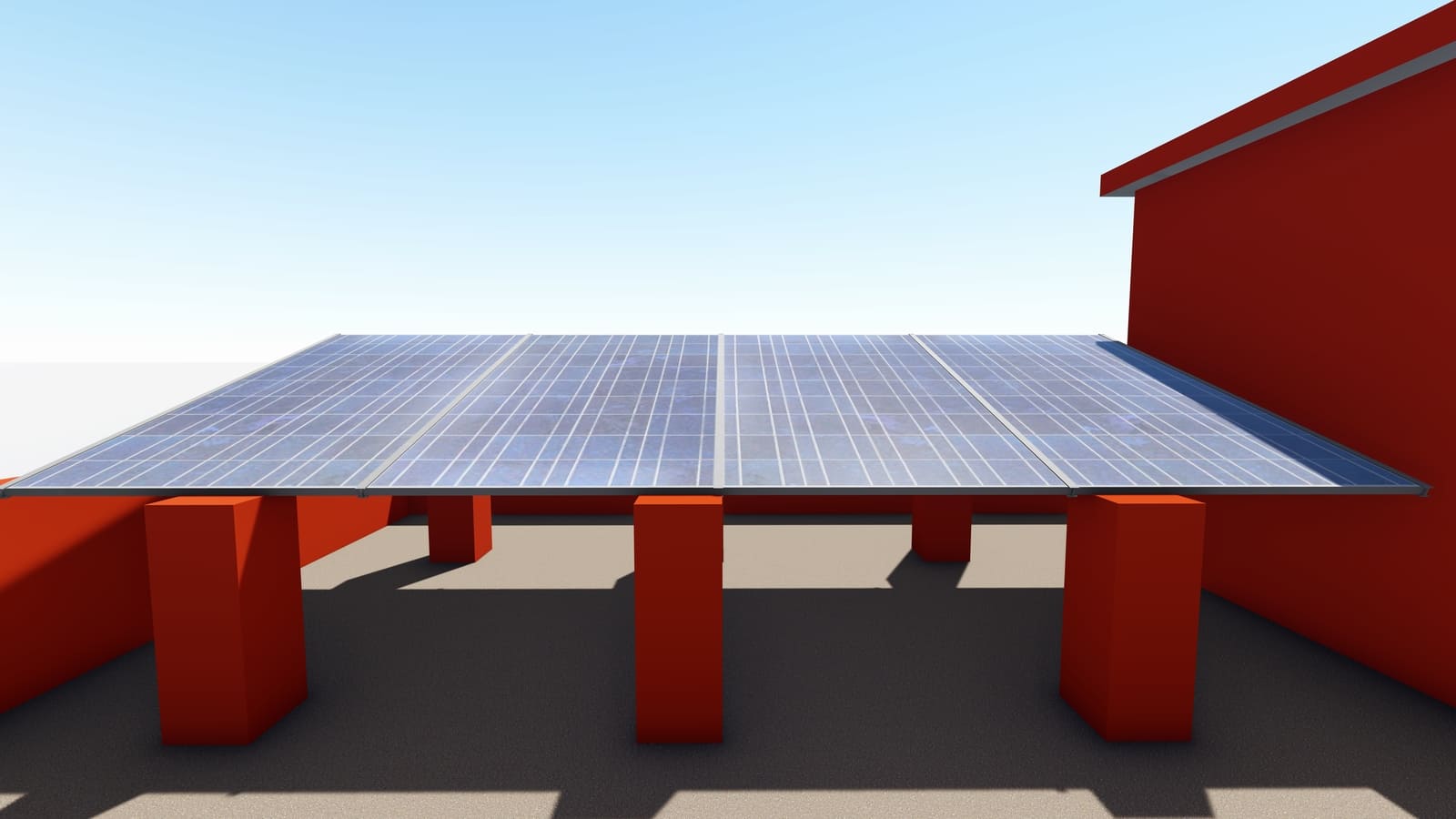 Solar panel canopy over a covered area